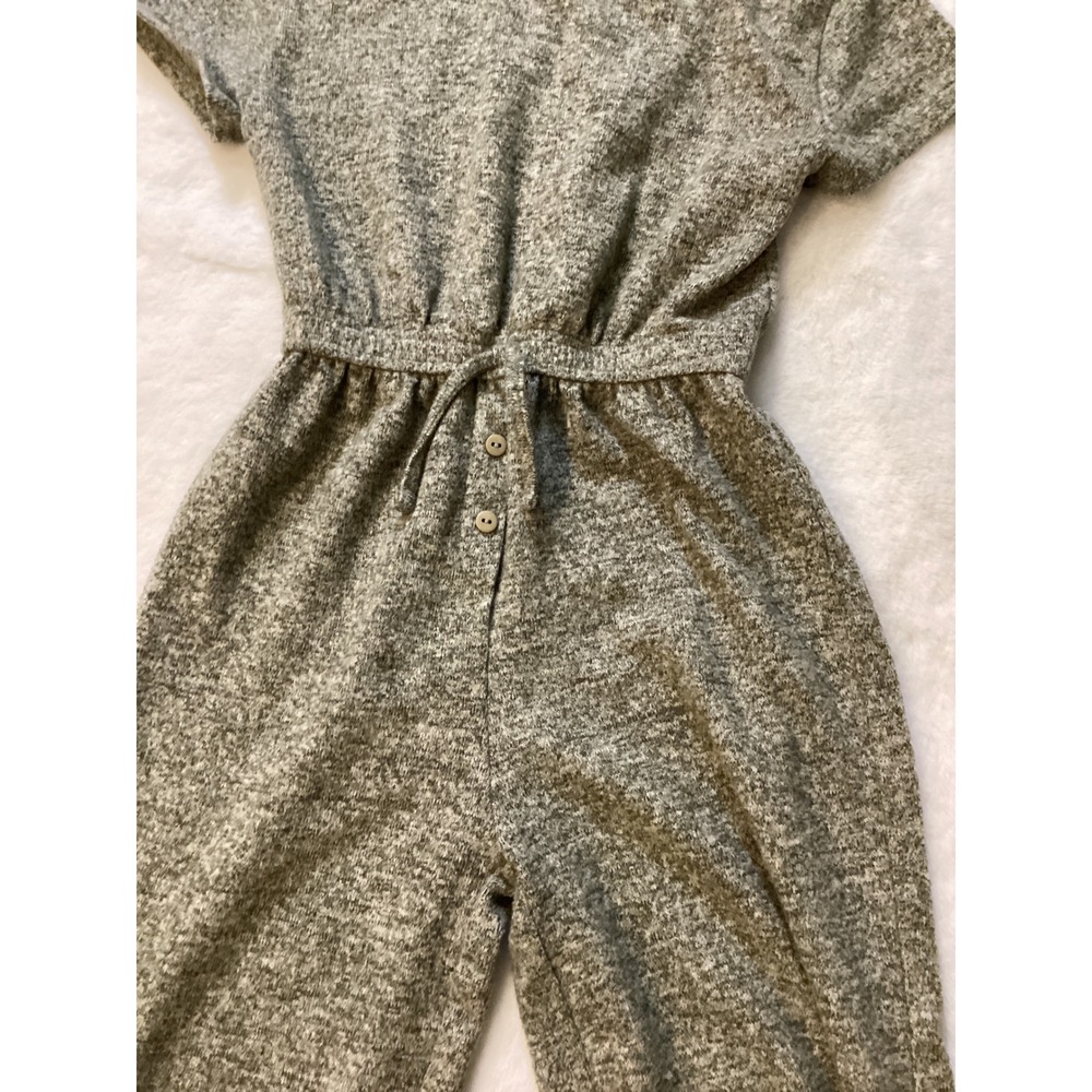 ZARA Kids Girls Knit Jumpsuit Wide Leg Grey Elastic Waist Belted Button‎ - Picture 6 of 7